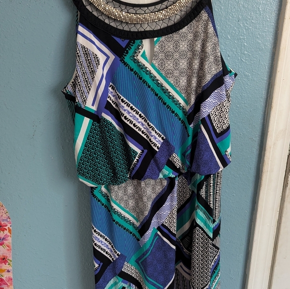 Sandra darren Geometric Patterned Sleeveless Dress - Picture 3 of 6